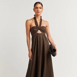 Verdes Dark Chocolate Linen Dress brand DISSH -- New - never worn